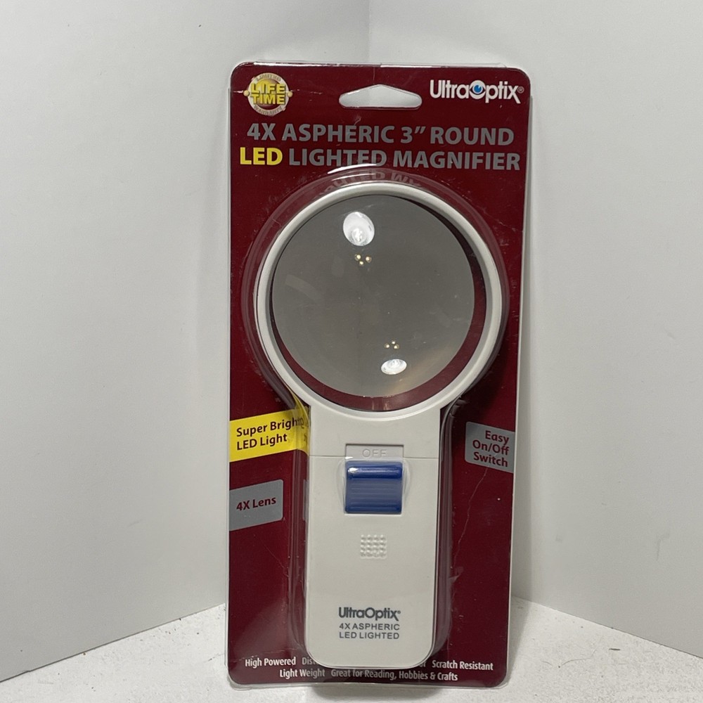 UltraOptix 3" Round, 4X ASPHERIC LED LIGHTED MAGNIFIER NEW