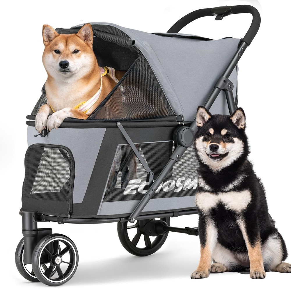 Dog Stroller for Medium & Small Dogs, Foldable Pet Stroller with 3 Wheels & B...