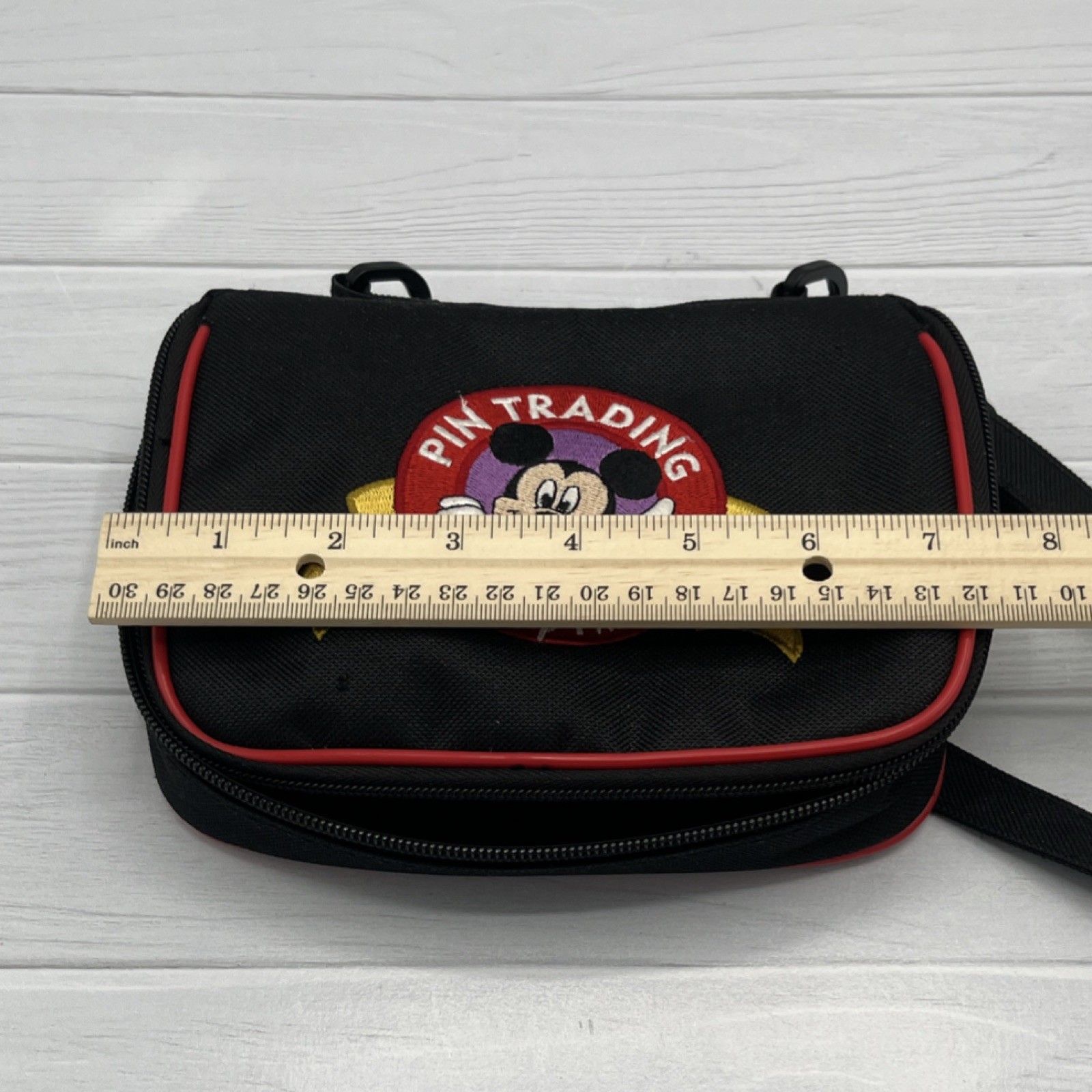 Disney Pin Trading Bag Mickey Mouse Small Black Red Yellow Embroidered