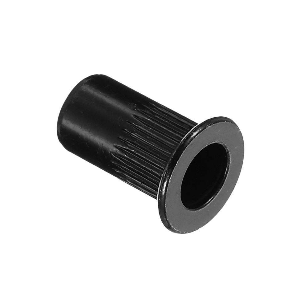 M5 Rivet Nuts Carbon Steel Knurled Flat Head Threaded Insert Nut Black 80Pcs