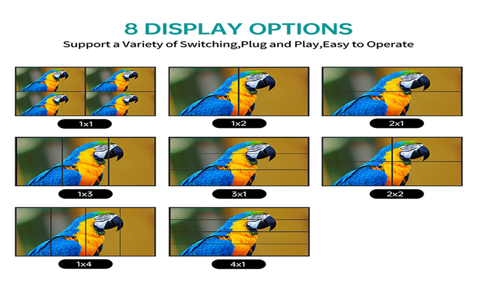 MT-VIKI 4 Port HDMI Video Splicer 3840*2160 30hz 2*2 Wall Controller 5 Modes