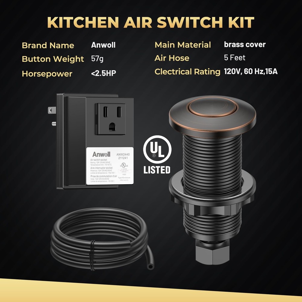 Garbage Disposal Air Switch Kit Professional Ul Listed Wireless Sink Top Garbage