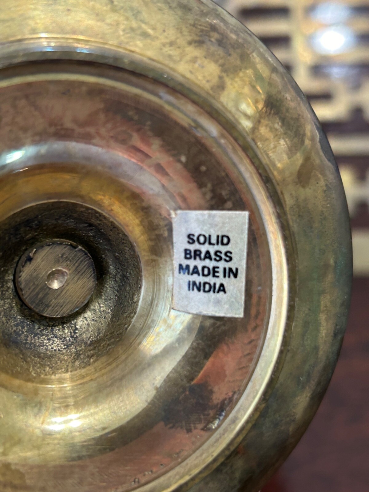 Vintage Solid Brass Trivet Stamped India AND Solid Brass Candlestick