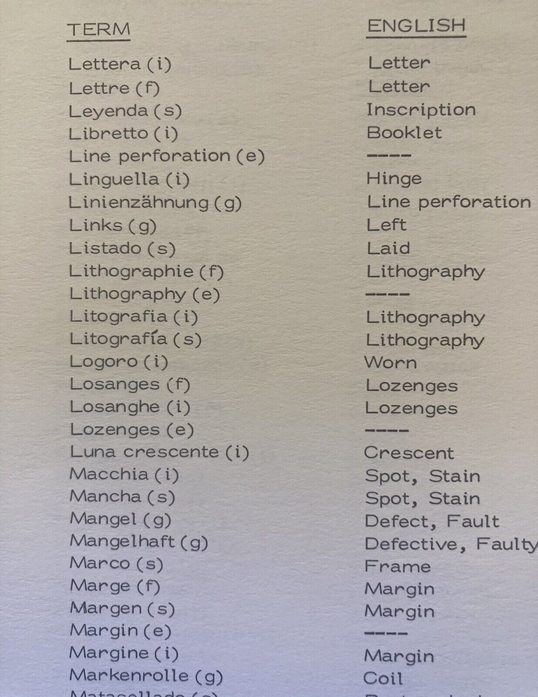 5 Language Philatelic Foundation Reference Dictionary Stamp Collecting