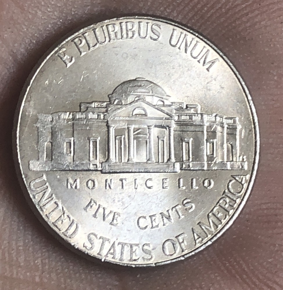 2020 P JEFFERSON NICKEL REVERSE STRUCK THRU ERROR VERY NICE CONDITION LV