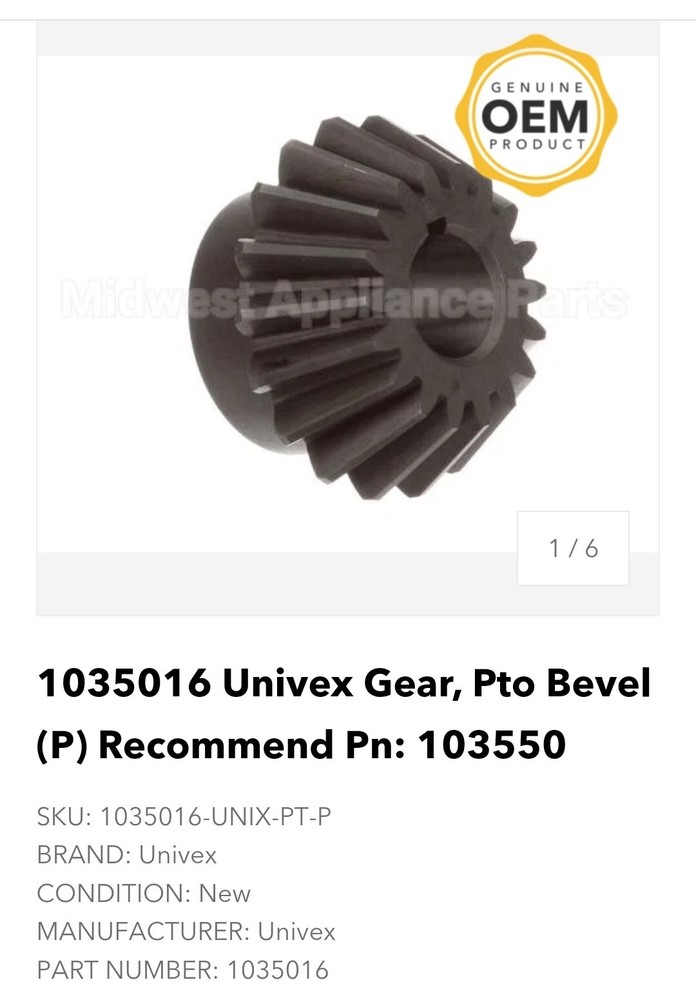 1035016 Univex Gear