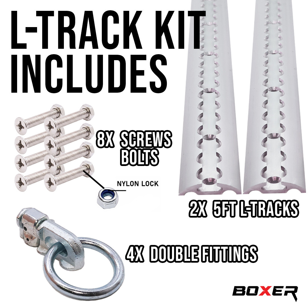 BXR 5' L Track Tie Down Complete Kit - 2 Tracks - Fittings - Installation Screws