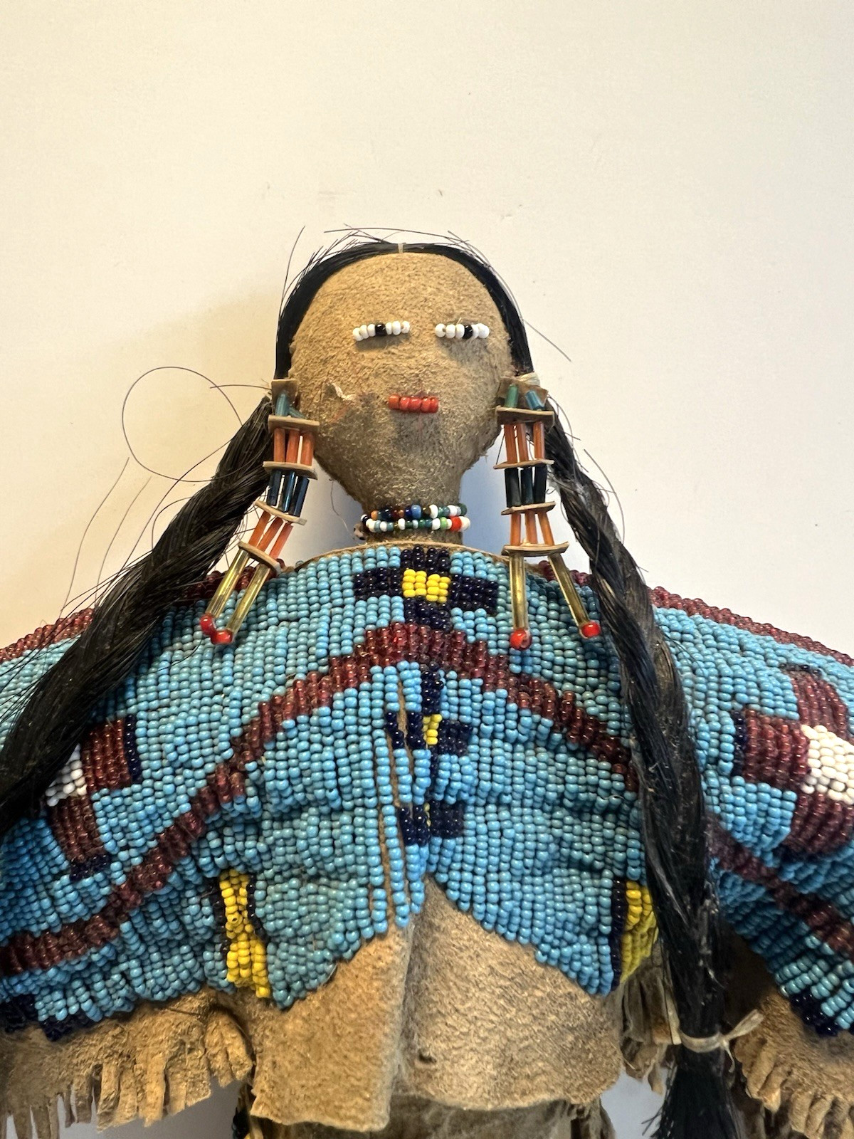 Antique Native American Lakota (Sioux) Indian Beaded Doll; 18 Inches; Late 1800s