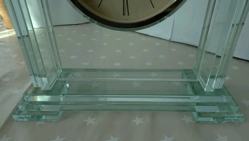 Danbury Glass Quartz Mantel Clock Working Condition