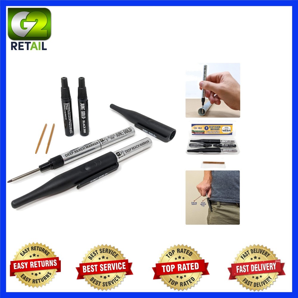 Black Deep  Markers - 2 Permanent Markers with Ink Refills and Tips