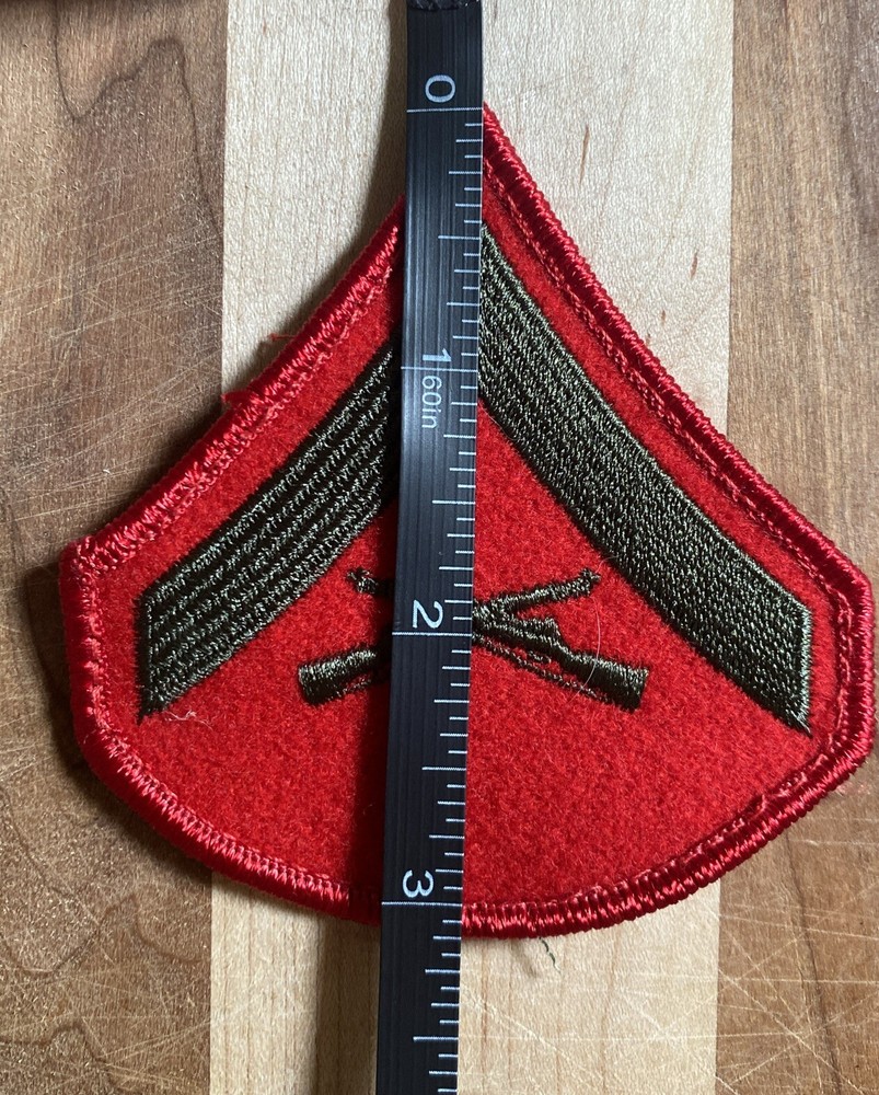 USMC Lance Corporal Chevron Patch Green And Red