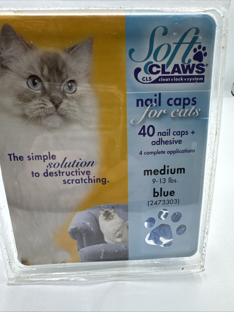 Soft Claws, Nail Caps for Cats, Medium, Blue, 40 ct