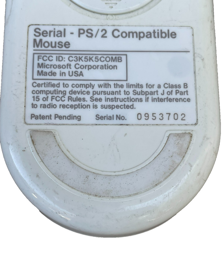 Vintage Microsoft Serial - PS/2 Compatible Mouse C3K5K5COMB