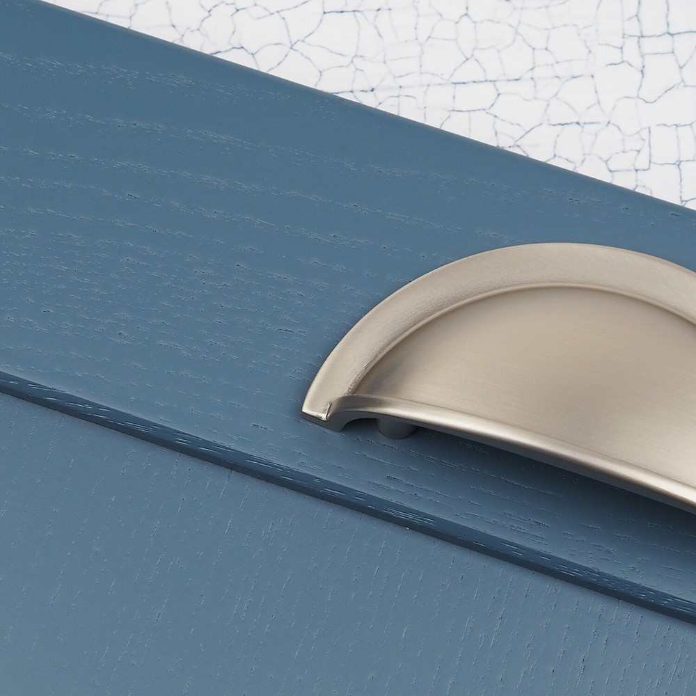 Nickel Kitchen Cupboard Handle Cup Pull Knobs Brushed Shaker Door Drawer Cabinet