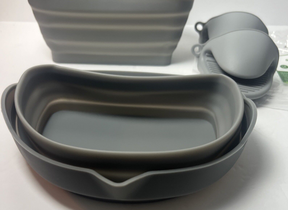 NEW Silicone Slow Cooker 2 Divider Liners + 2 Potholders Collapsible Adjustable