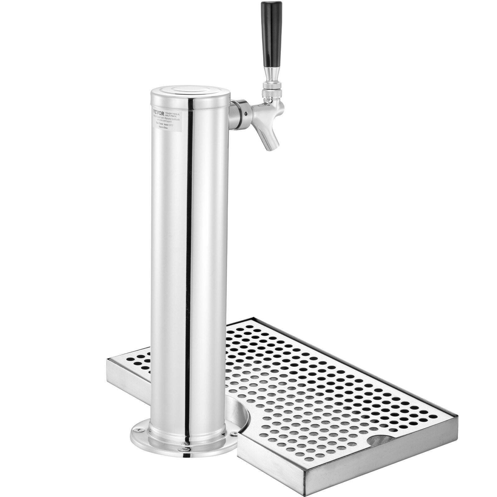VEVOR Kegerator Tower Kit Single Tap Beer Conversion Kit with Beer Drip Tray