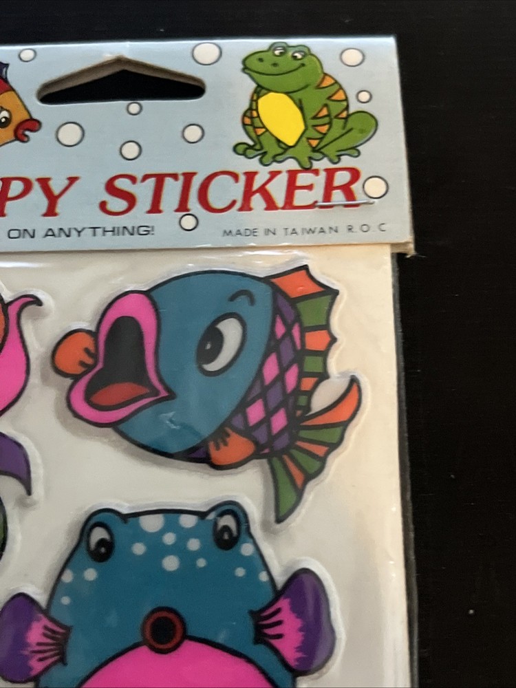NEW Vintage 80’s Puffy Happy Sticker Sheet - FISH -