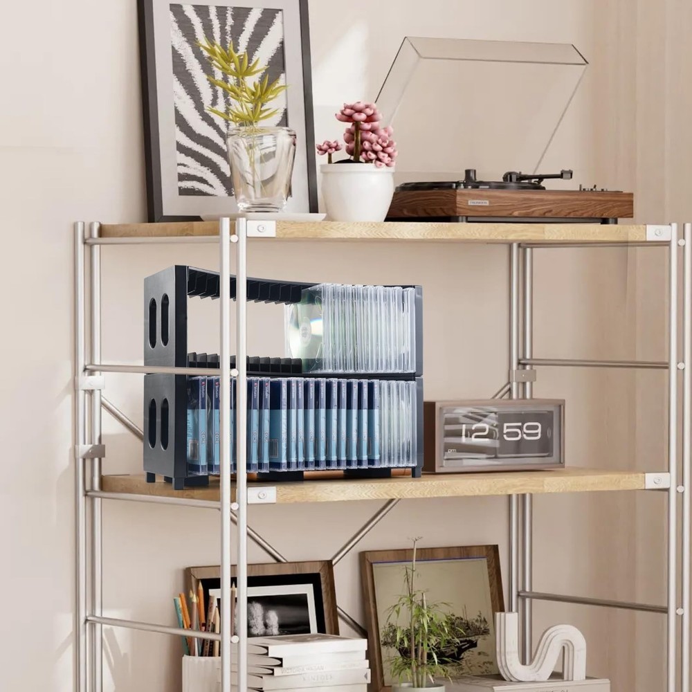 CD Storage Rack, Upgrade 2 Pack Stackable ABS CD Storage Organizer Can Hold 4...