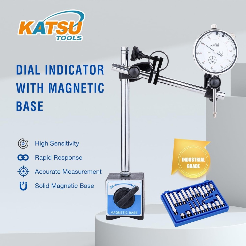 Versatile 0-1.0” Dial Indicator with Strong Magnetic Base for Engineering Use