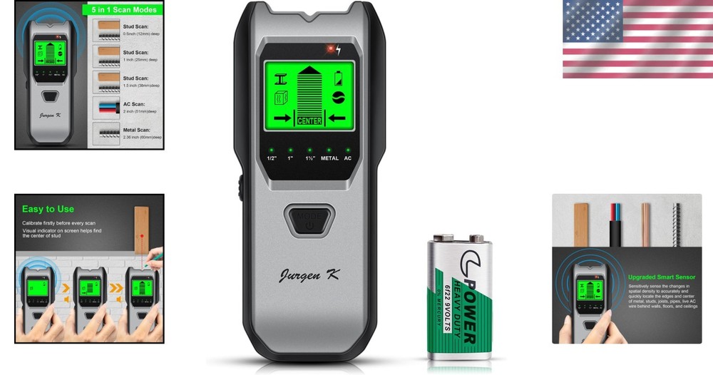 Wall Scanner with 5-in-1 Function, LCD, and Audio