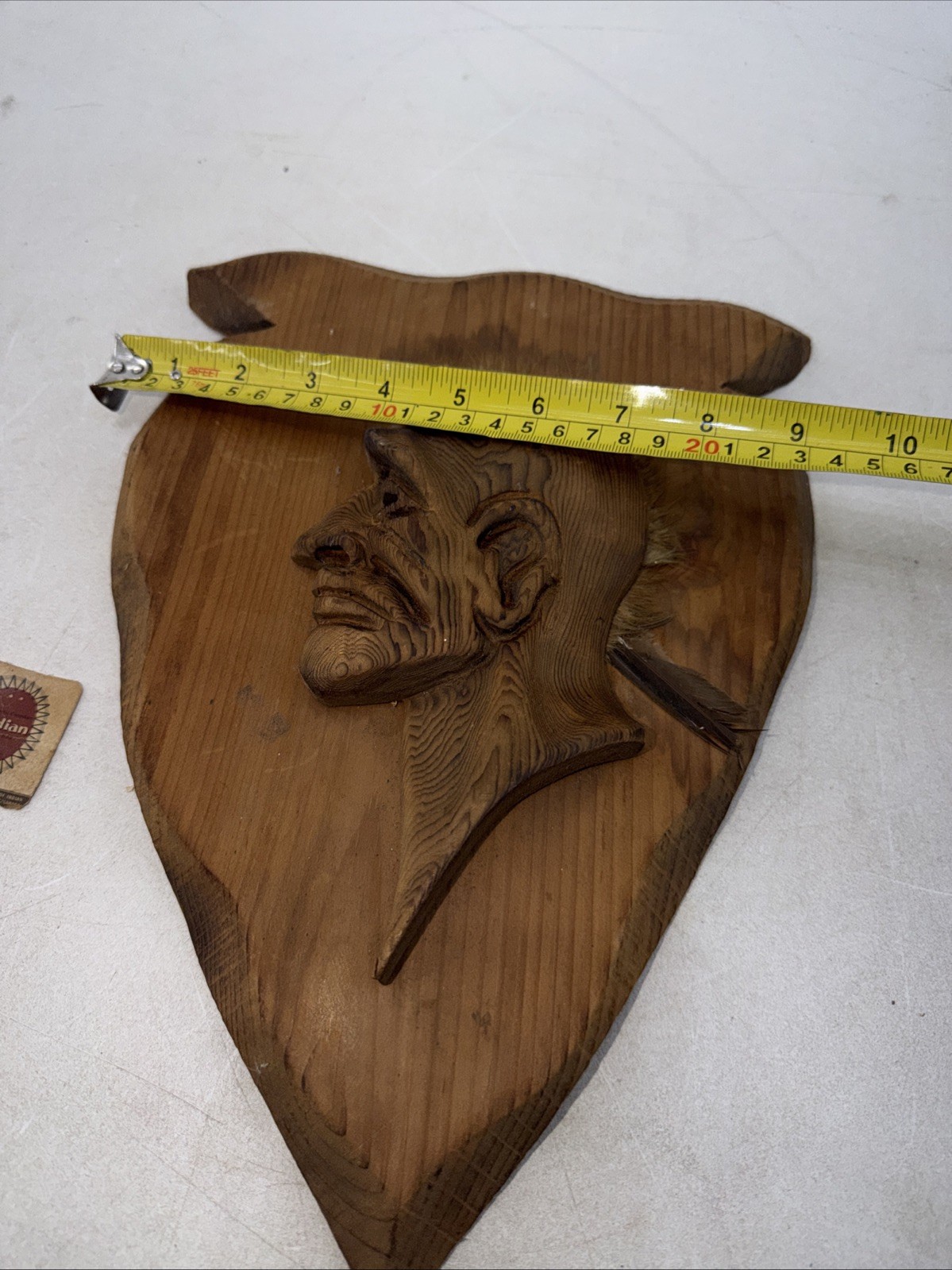 Authentic Canadian Indian Wood Carving With Beaver Pelt Mohawk Hand Carved