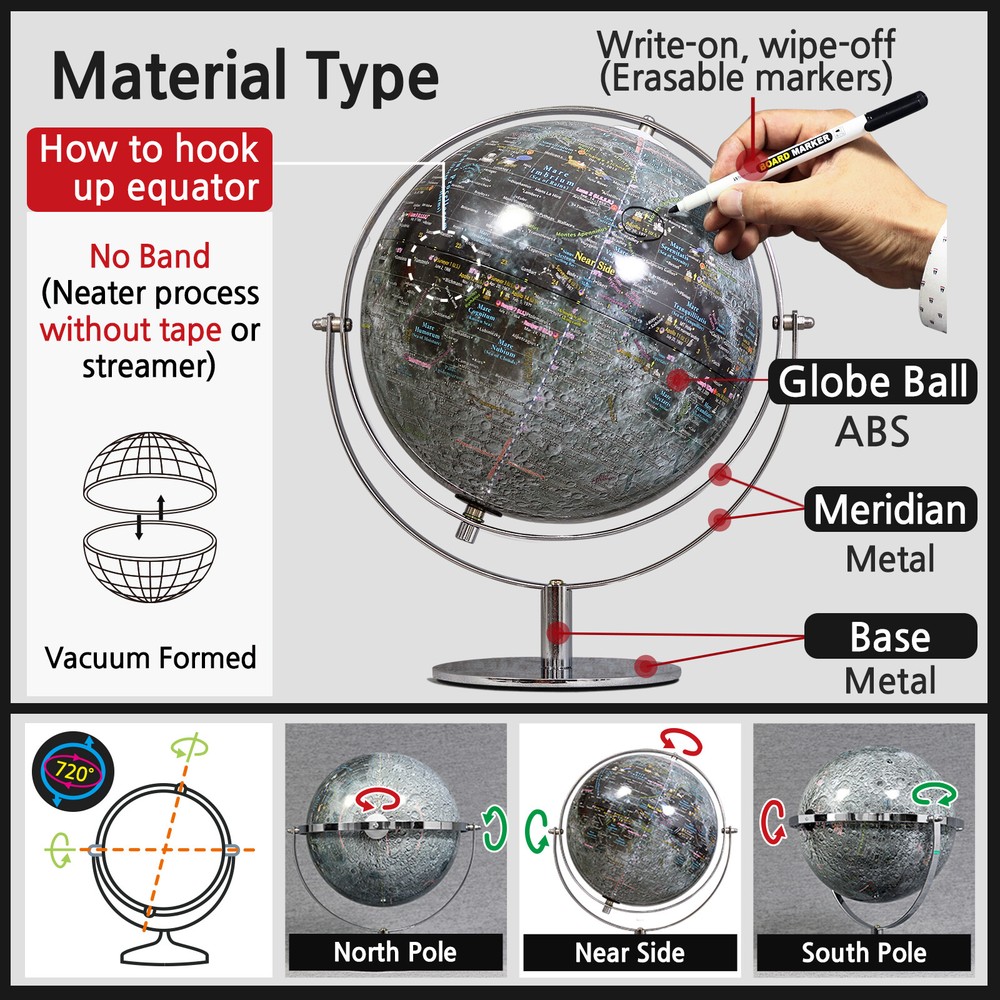 Mapsoft Classic Moon Globe, Lunar Globe, 24cm/9.5" MC-24, Lunar Globe, Moon Map