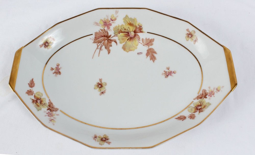 Vintage Paul Pastaud Limoges Large Serving Tray 16 1/4" L.