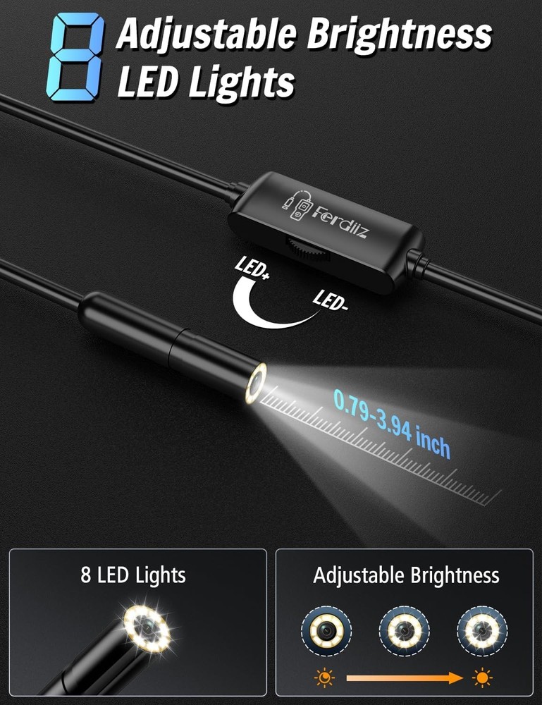 Endoscope Camera Borescope Snake Inspection HD Camera For iPhone Android Phones