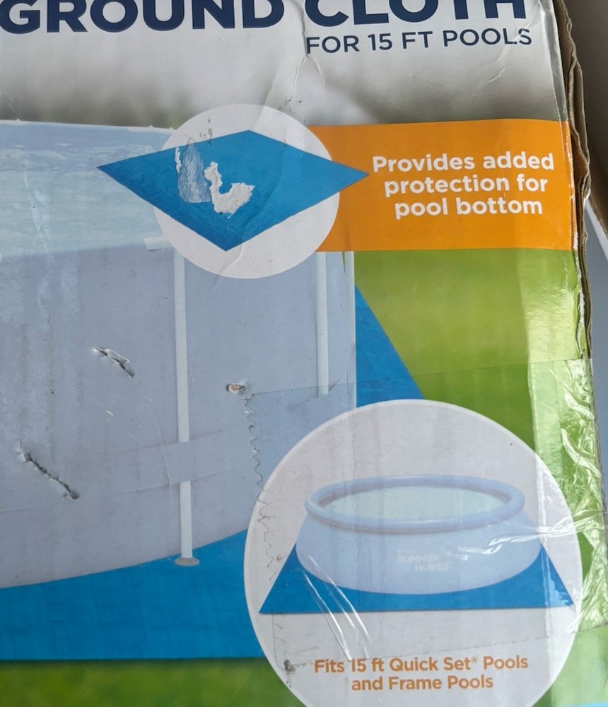 Summer Waves Square Ground Cloth Cover for 15 FT Quick Set & Frame Pools NEW