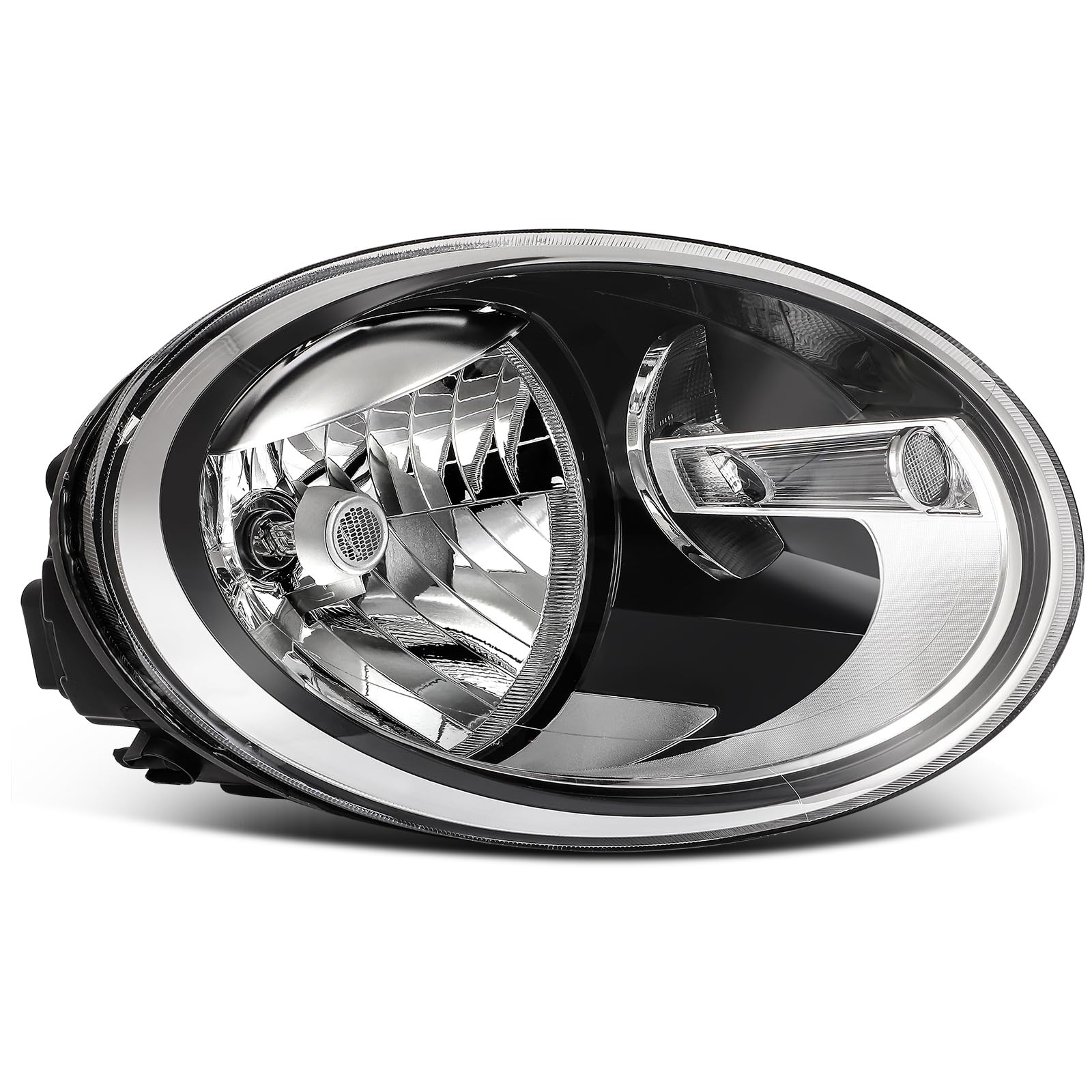Headlight Assembly Fit for Volkswagen BEETLE 2012-2019 Chrome Housing Clear Lens