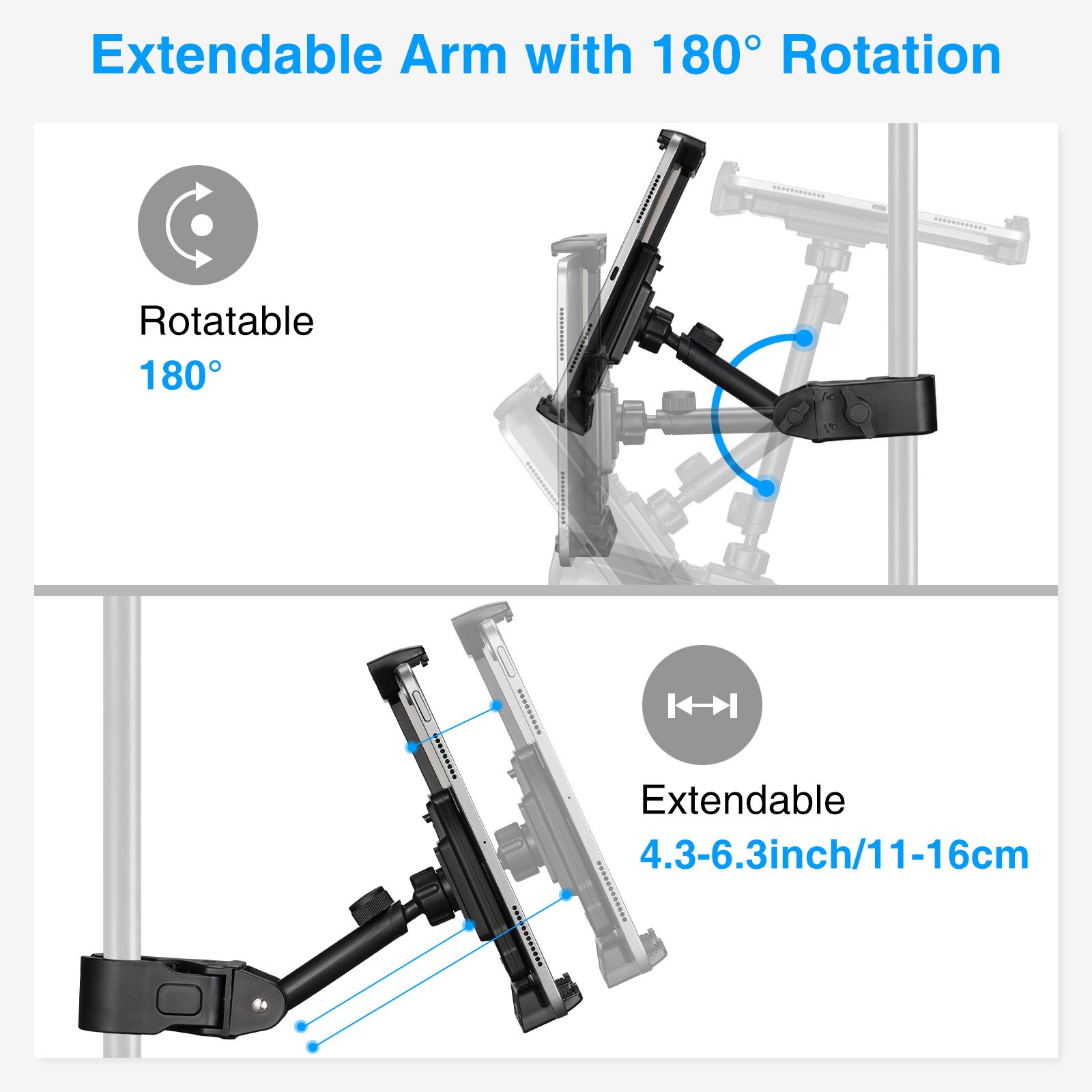 Mic Stand Adjustable Microphone Phone Holder Mount iPad iPhone All 4.7-13.5 Inch