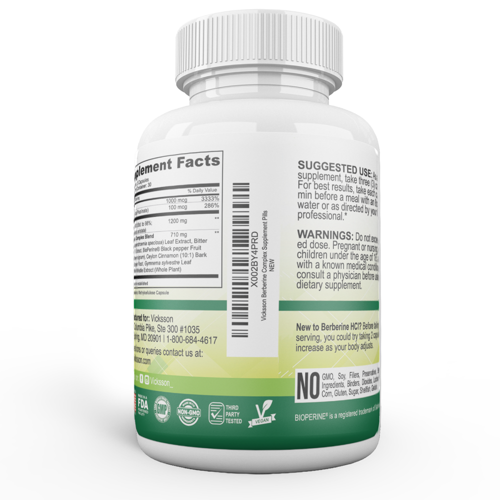 Vicksson Berberine Complex 1200mg Immune System, Weight Management 90Ct