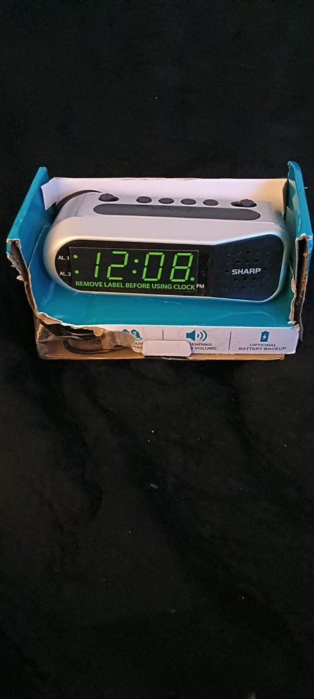 Sharp Digital Ascending Alarm Clock, Silver Case with Green LEDs, SPC100D