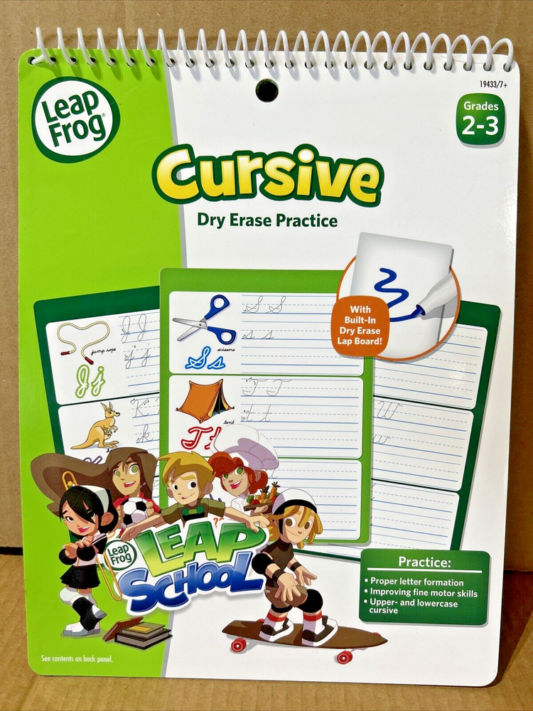 LeapFrog LeapSchool Cursive Dry Erase Practice Workbook for Grades 2-3 FreeShip