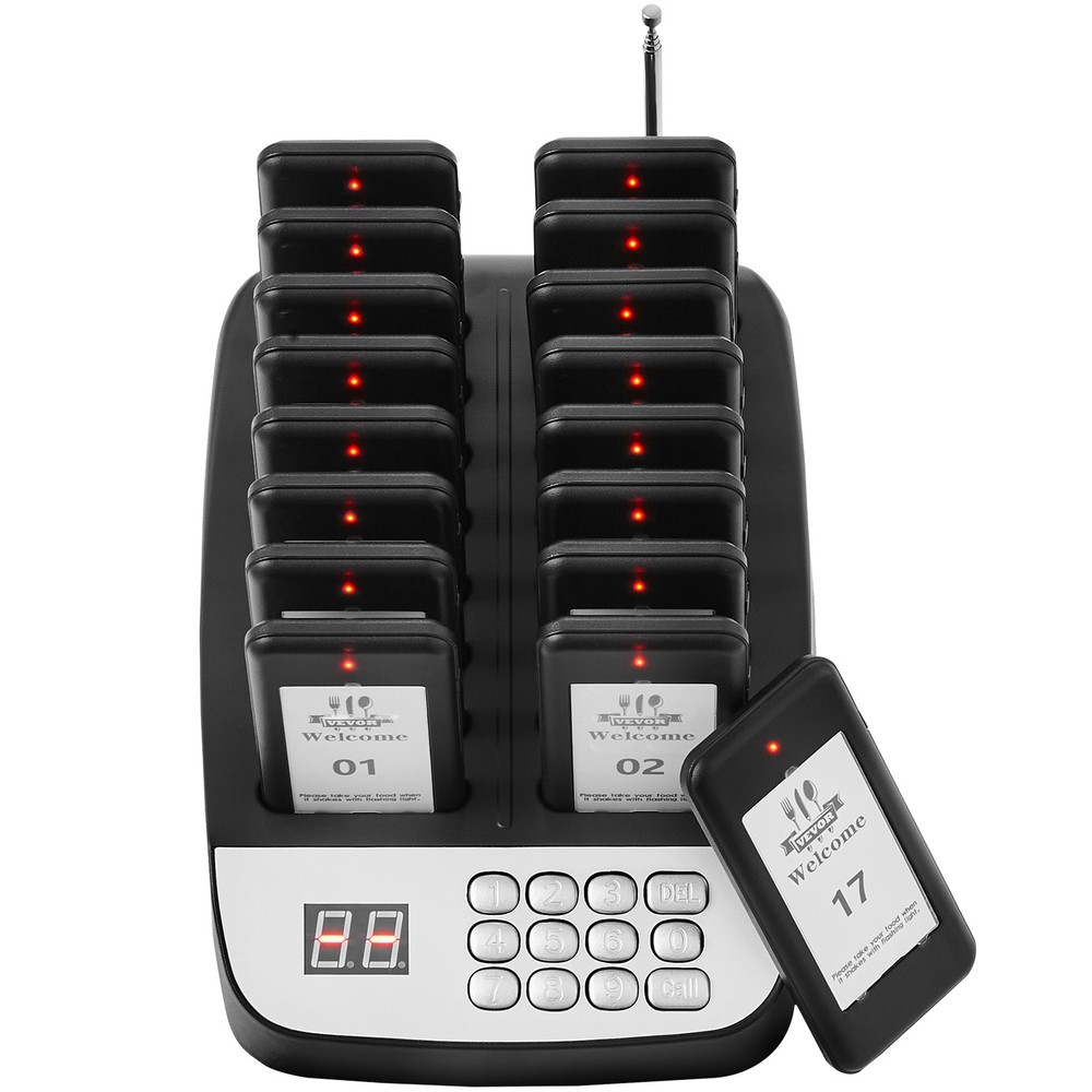 VEVOR Restaurant Wireless Pager System 16 Call Coasters Guest Queuing Calling