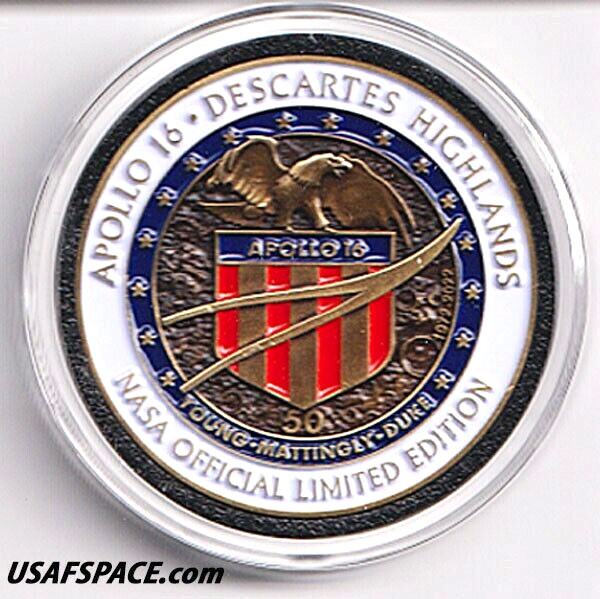 APOLLO-16 -Special Edition- 50th Anniversary - LUNAR FLOWN METAL NASA MEDALLION