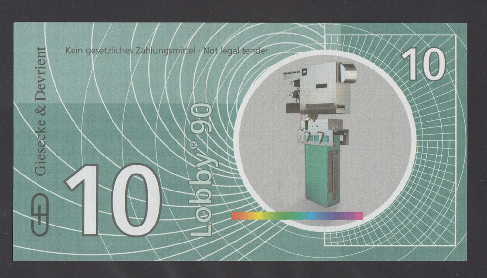 GERMANY 10 UNITS GIESECKE & DEVRIENT - PRINTING TEST NOTE VERY RARE