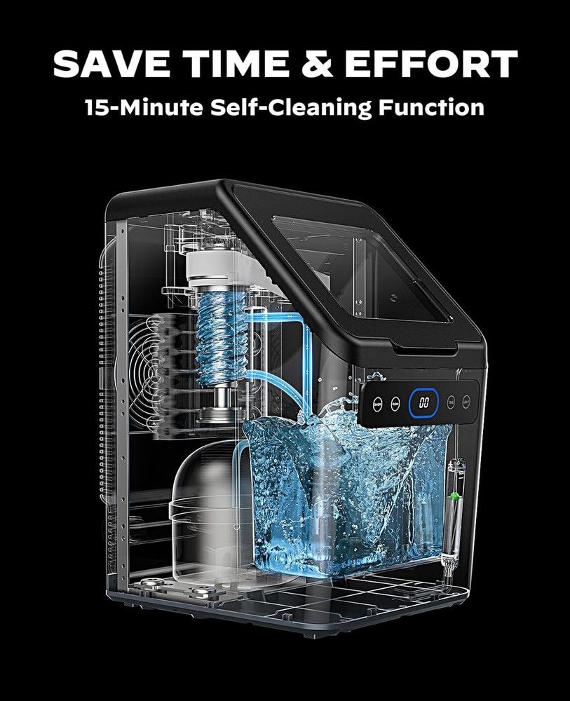 Nugget Ice Maker - Timer Ice Machine with Self-Cleaning, 44Lbs per Day Pebble Ic