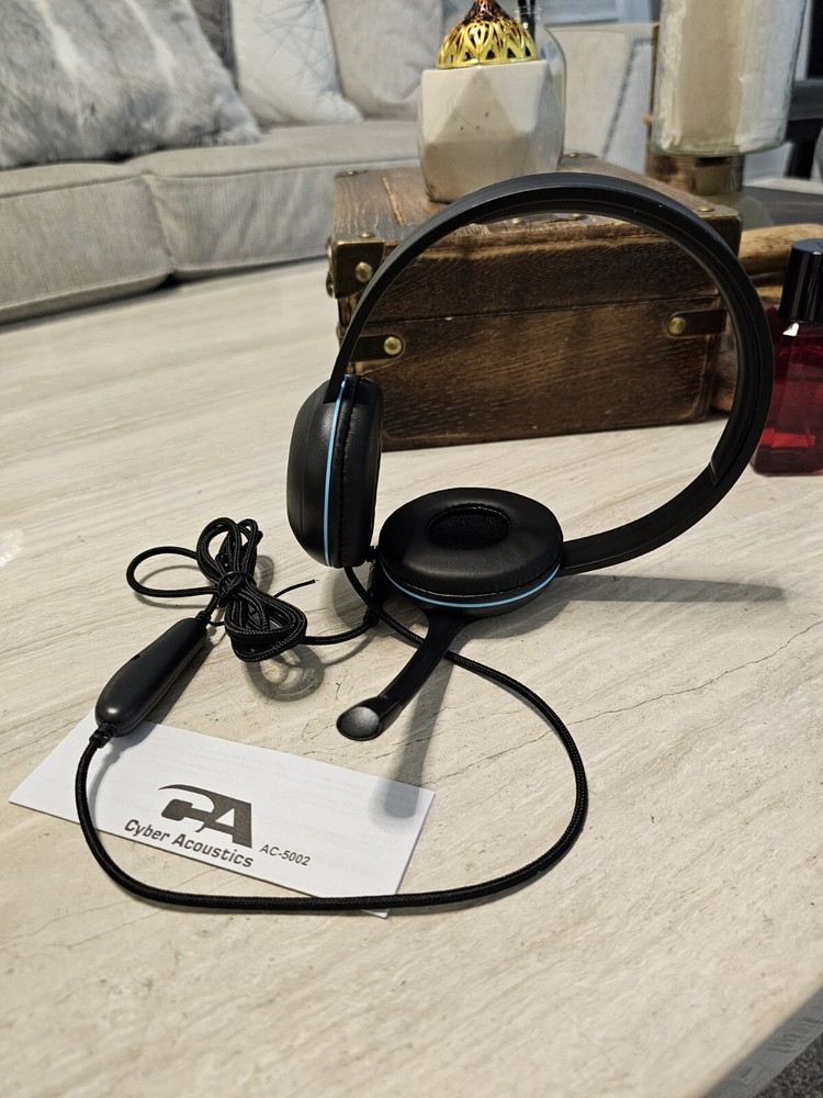 Cyber Acoustics TuffCord Headset with Inline Volume Control & Braided Cable Mic