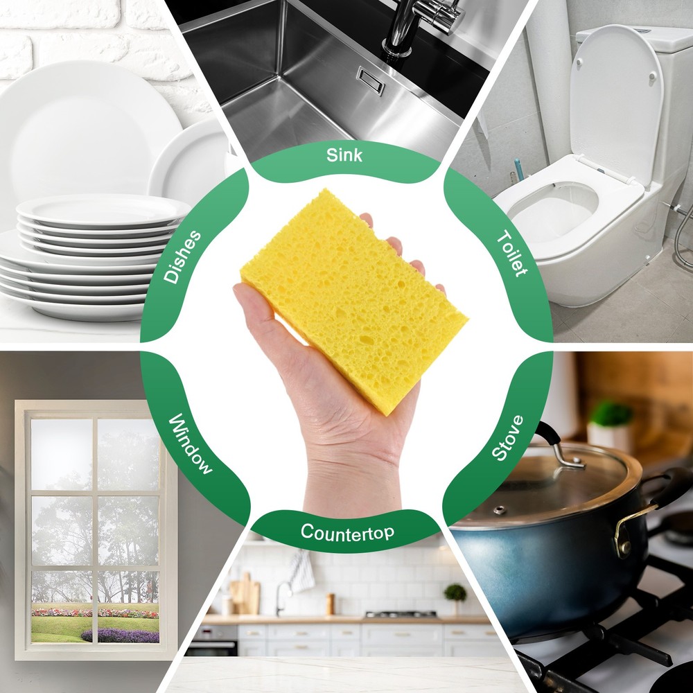 2-Set Kitchen Sponges, Eco Cellulose Non-Scratch Scrub Sponge [Multicolor]