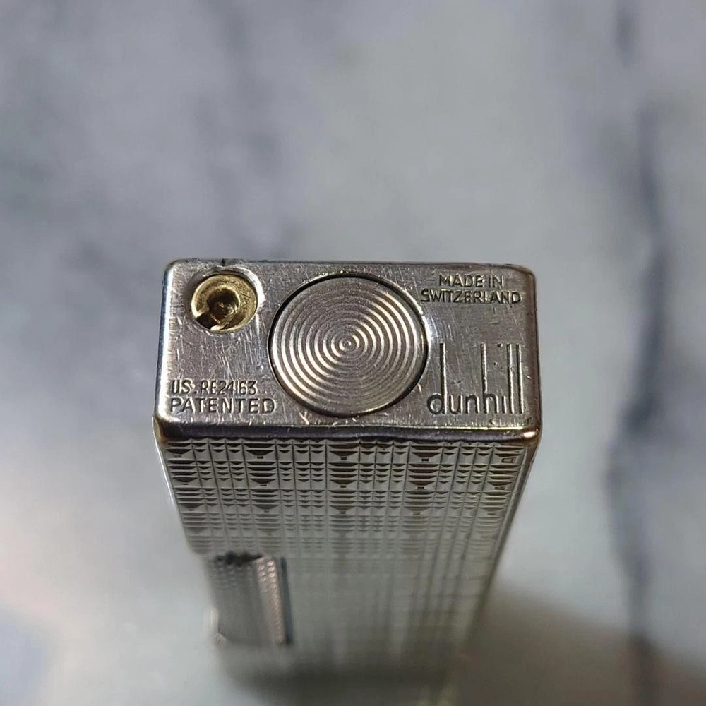 Vintage Dunhill Rolla gas lighter Silver lattice pattern working condition