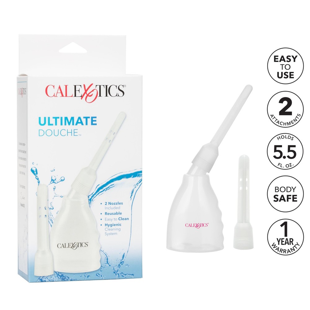 CalExotics Ultimate Douche - Clear Reusable System w/ 2 Nozzles - 5.4oz
