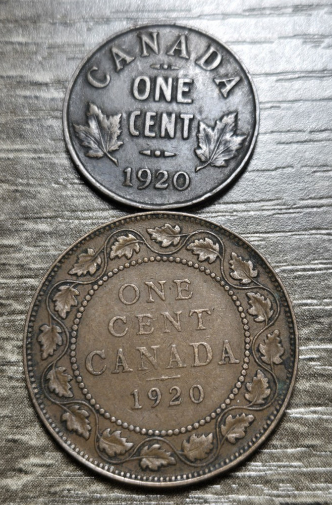 1920  CANADA LARGE CENT & SMALL CENT    PR208 *COMBINED SHIP