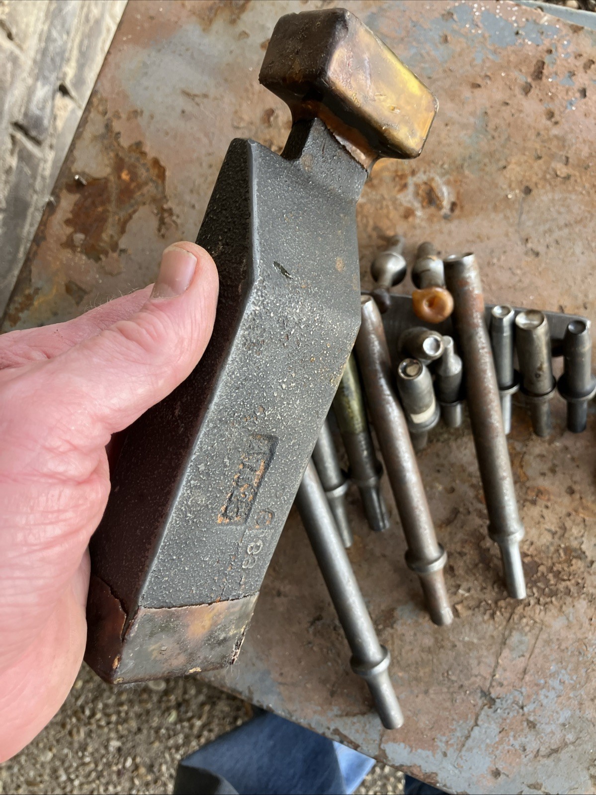 VTG Lot of 19 Air Gun Riveter Aircraft Tools Flush Seating Rivet +2 Bucking Bars