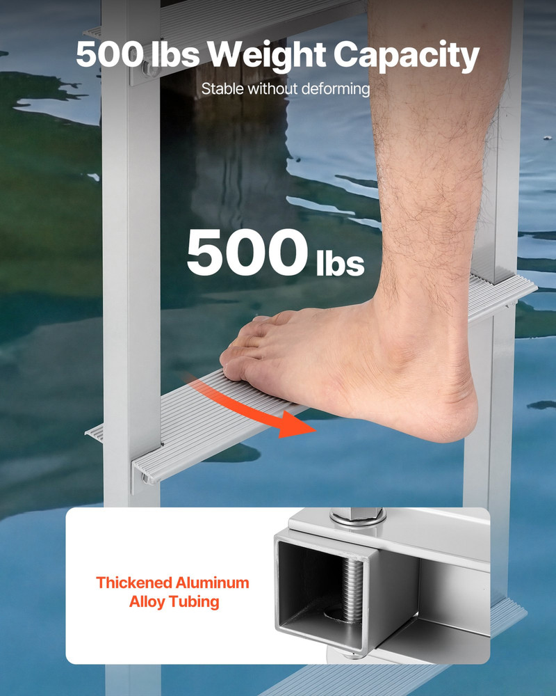 Removable Dock Ladder, 4 Steps, Marine Boarding