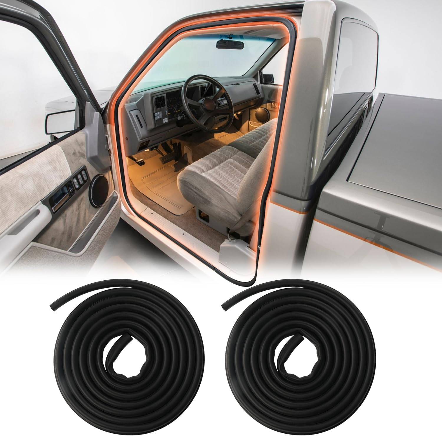 Door Weather Stripping, Rubber Seal Trim Weatherstrip Compatible with 1988-2000