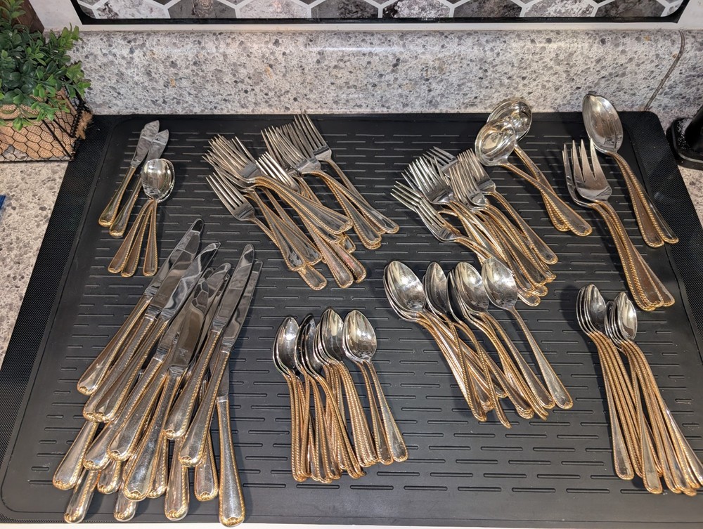 102 Piece Gorham Stainless Steel Silverware And Serving Set.