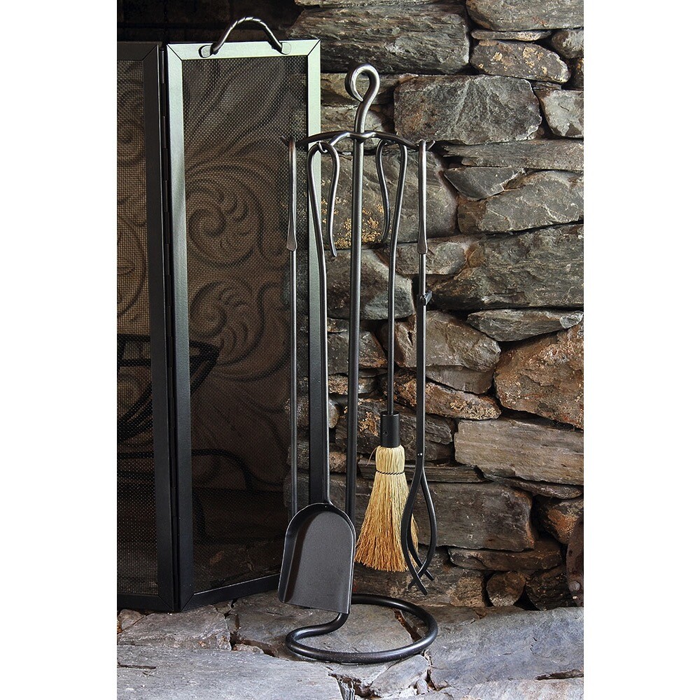 30" 5-piece Shepherds Hook Graphite Finish Fireplace Tool Set