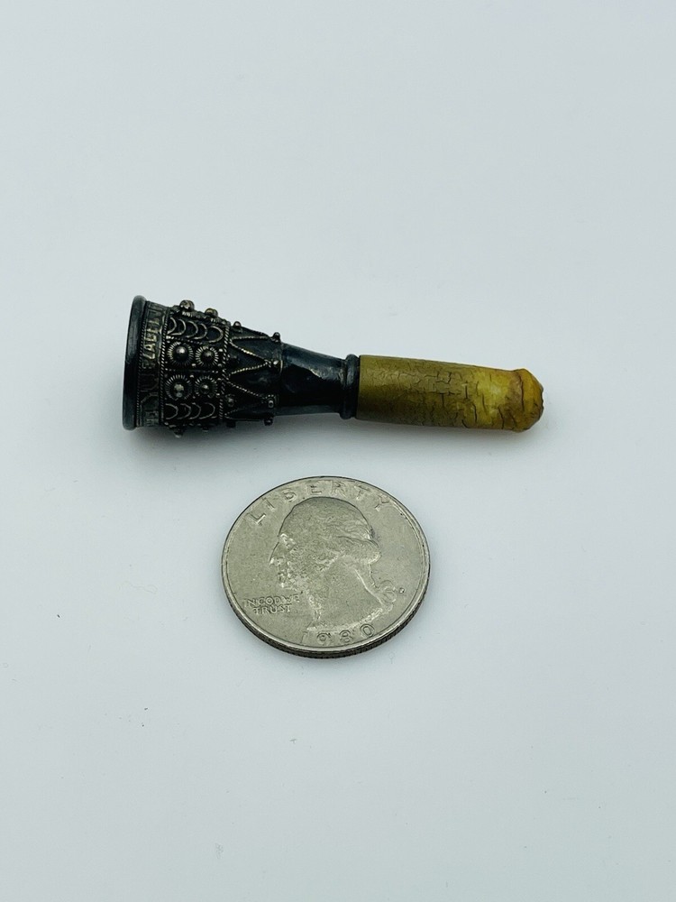 Antique Sterling Silver Signed Bezalel Cigarette Holder