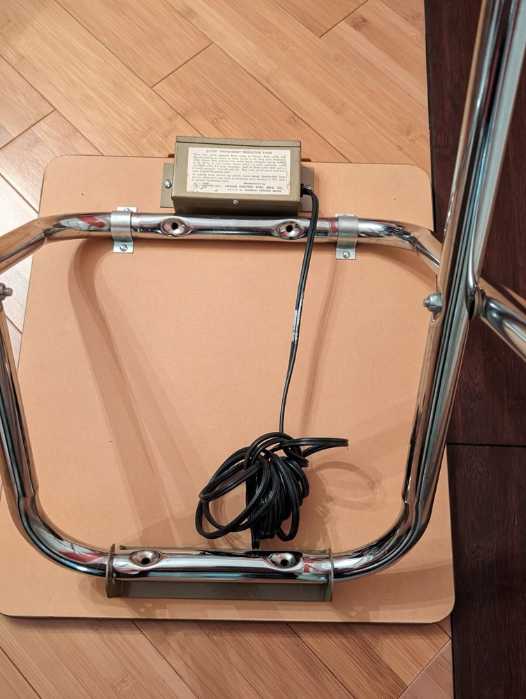 Logan Slide Projector Stand Foldable Table 28" high, 3 Power Plugins Vintage